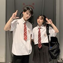 dk shirt couple short sleeve men and women personality embroidery jk shirt uniform summer 2021 trend Academy style class uniform loose