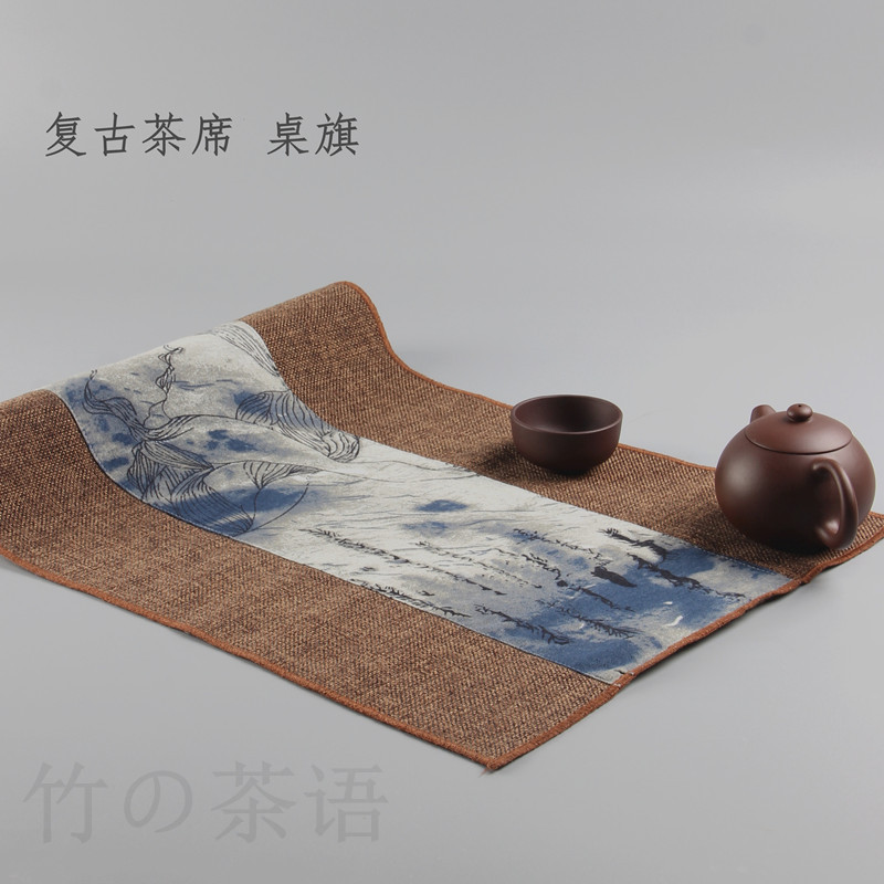 Day Style Cloth Art Cotton Linen Table Flag Zen of Heat Resistant Tea Mat Modern Minima Tea Mat Tea Table Cloth Tea Curtain