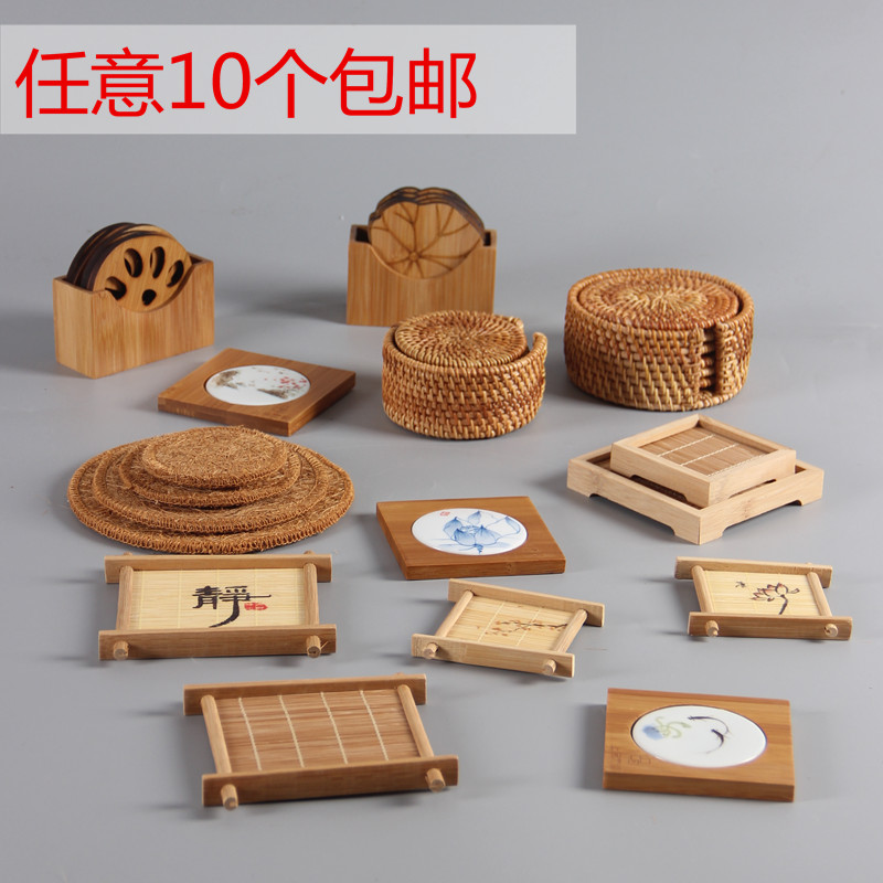 Bamboo coaster creative tea mat teacup cushion heat insulation mat bowl mat placemat special price 10