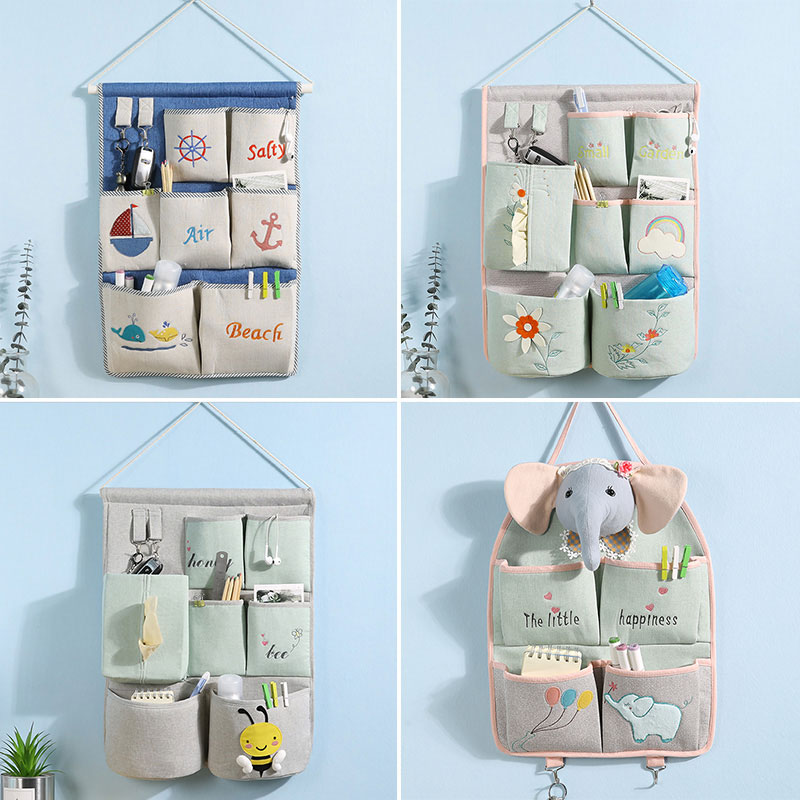 Large capacity wall hanging storage hanging bag cute student dormitory door rear shelf wall hanging bag storage hanging pocket