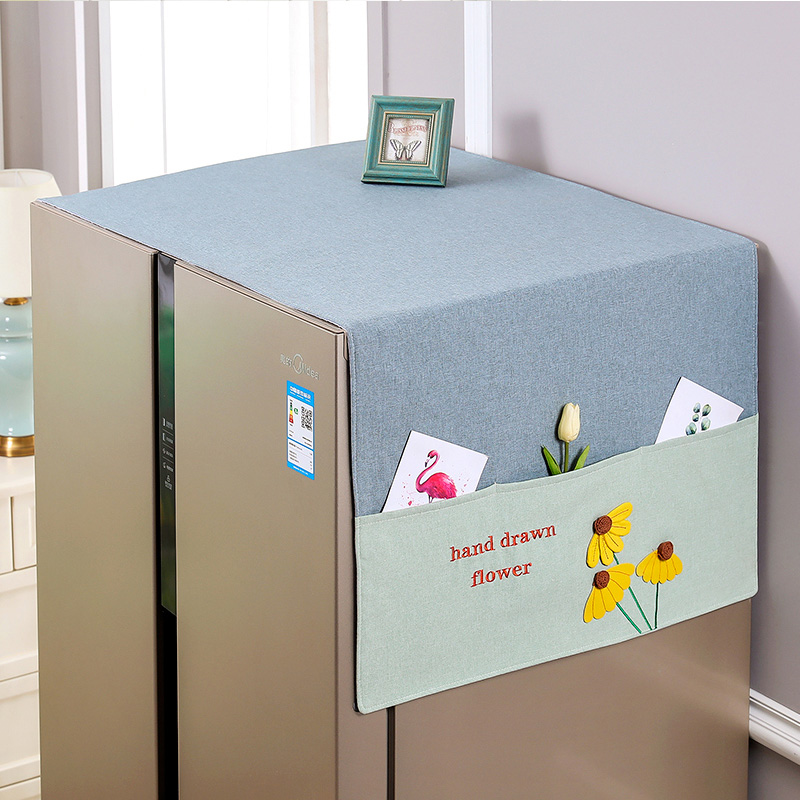 Double door refrigerator towel cover cloth thick fabric single door pair door simple modern washing machine household dust cover