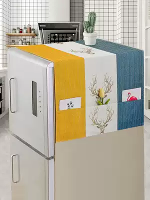 Cotton and linen waterproof single and double door refrigerator dust cover drum washing machine cover towel simple thick Nordic cover cover cloth