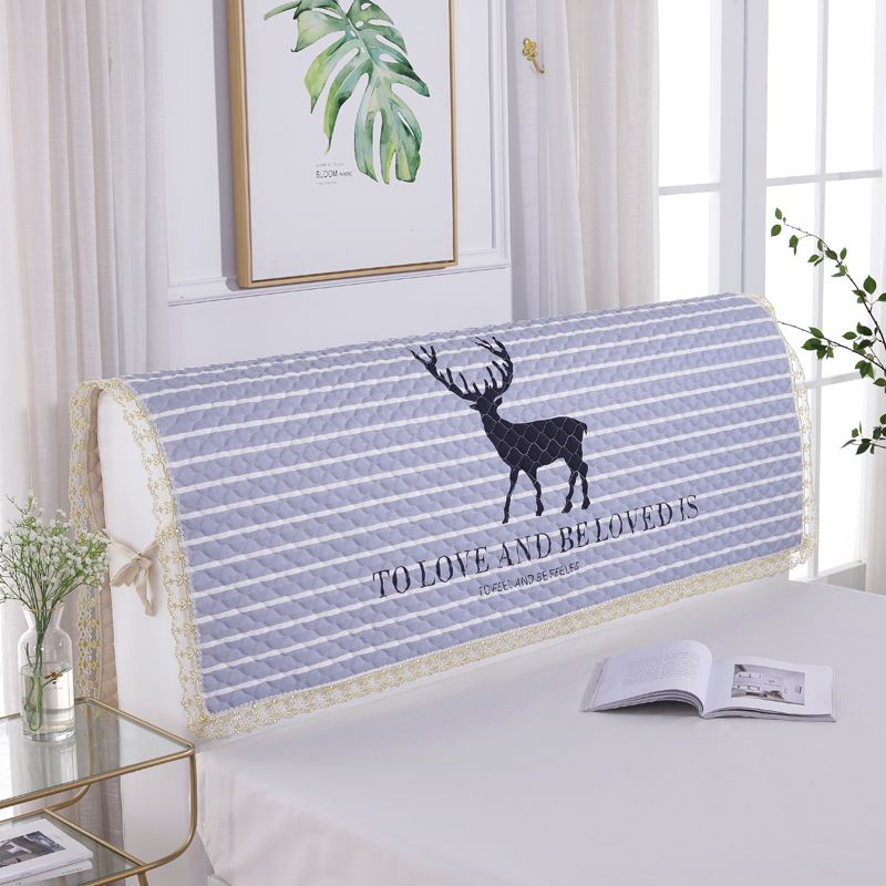 Bed head cover set universal protection wooden bed cover thickened backrest cover modern minimalist dust cover cartoon soft bag plus cotton