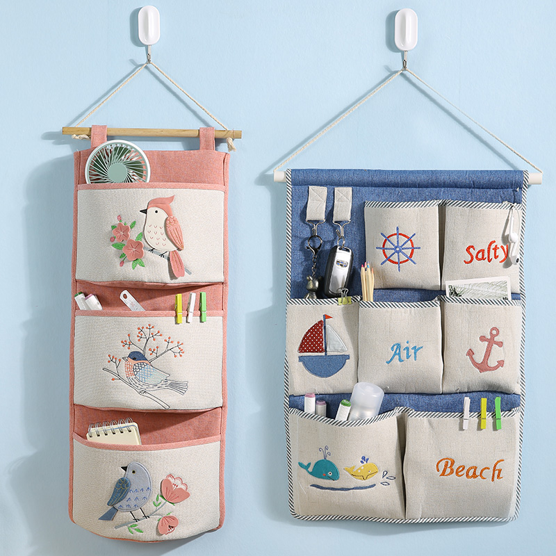 Storage bag wall hanging door behind fabric storage bag wall hanging wall hanging hanging pocket dormitory miscellaneous storage bag