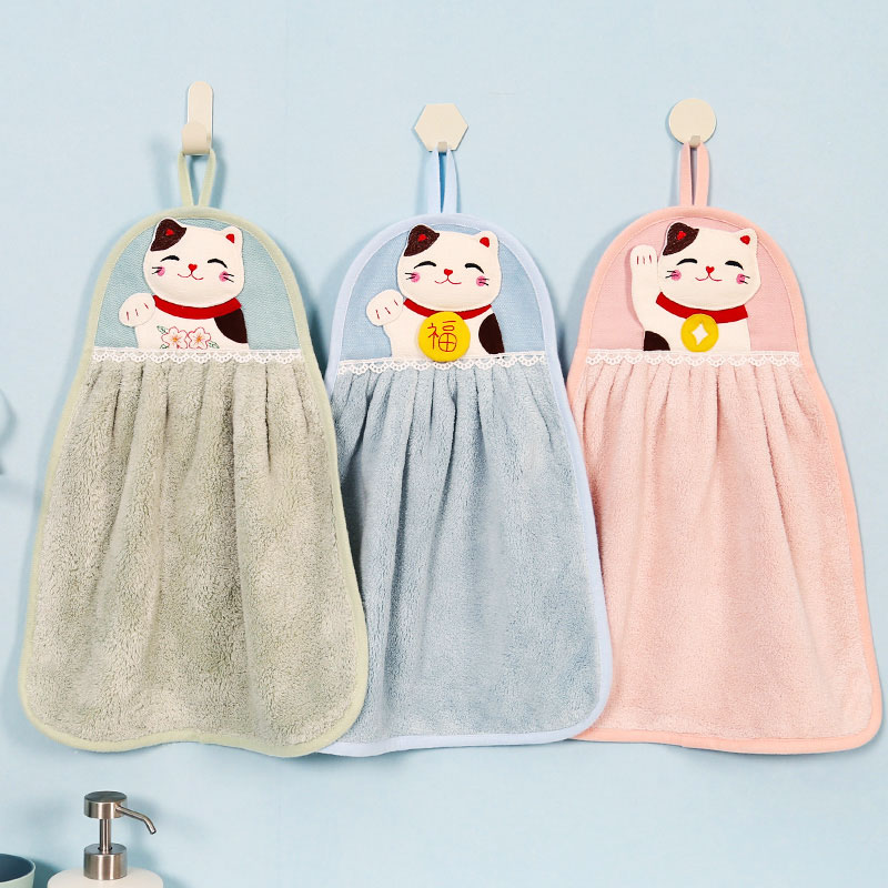 Pure cotton towel wash face with mounted strong absorption of cute children coral wool handkerchief kitchen wipe handkerchief