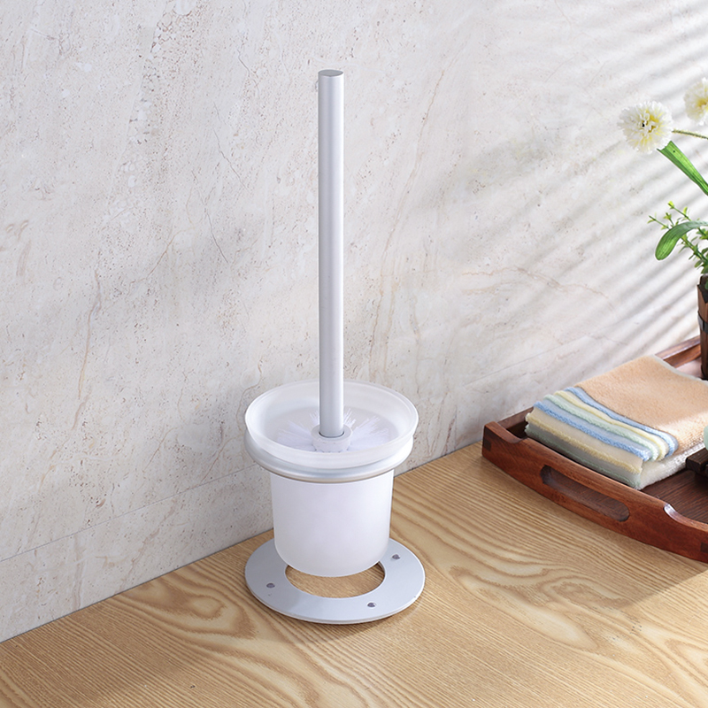 Floor standing toilet brush holder set space aluminum free punch cleaning toilet brush shelf toilet cup holder wall hanging