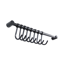 Black 12mm kitchen hanging rod 304 stainless steel punch-free bracket hook painted wall-mounted storage rack