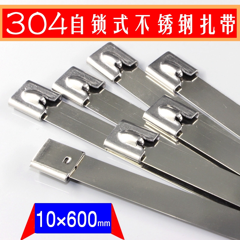 Marine 304 stainless steel G-type cable tie 10*600mm cable sign bundled fixed bundle wire locking buckle