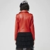 Colove Calafate da đỏ nữ 2019 xuân mới cao eo ngắn áo khoác da khóa kéo quần áo - Quần áo da Quần áo da