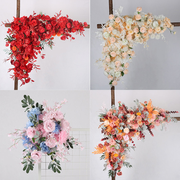 Wedding Festive Props Floral Decoration Triangle Flowers Volleyball Department Wedding Arch Stage Greeting Bento Background Hung Flower Fake Flower Emulation