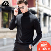 Mùa xuân dài tay áo len mỏng nam xu hướng nhỏ cao cổ áo len áo len t-shirt Hàn Quốc Slim đáy áo len nam