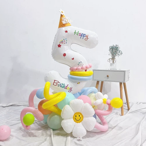 Белый цифровой воздушный шар, столб, дорожный путеводитель, большая сцена для 100-летия ребенка, украшение для фото с ромашкой