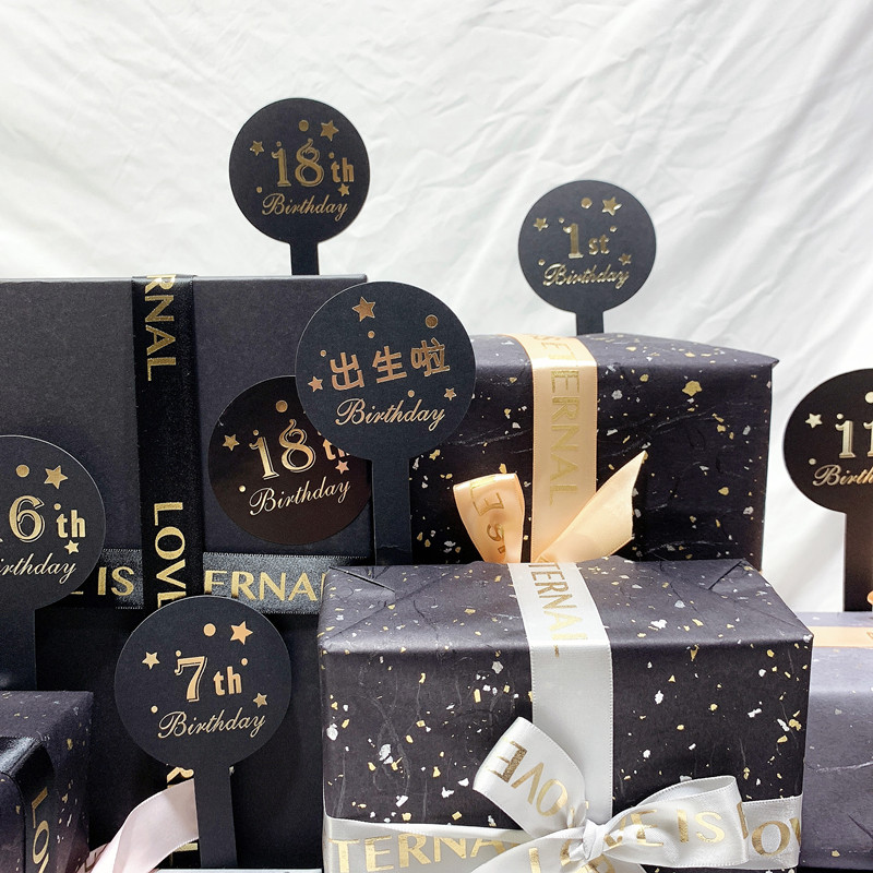 Birthday card Age card 1 to 20 years old Gift Box Packaging Sticker Number plate Age 30 greeting card Small card