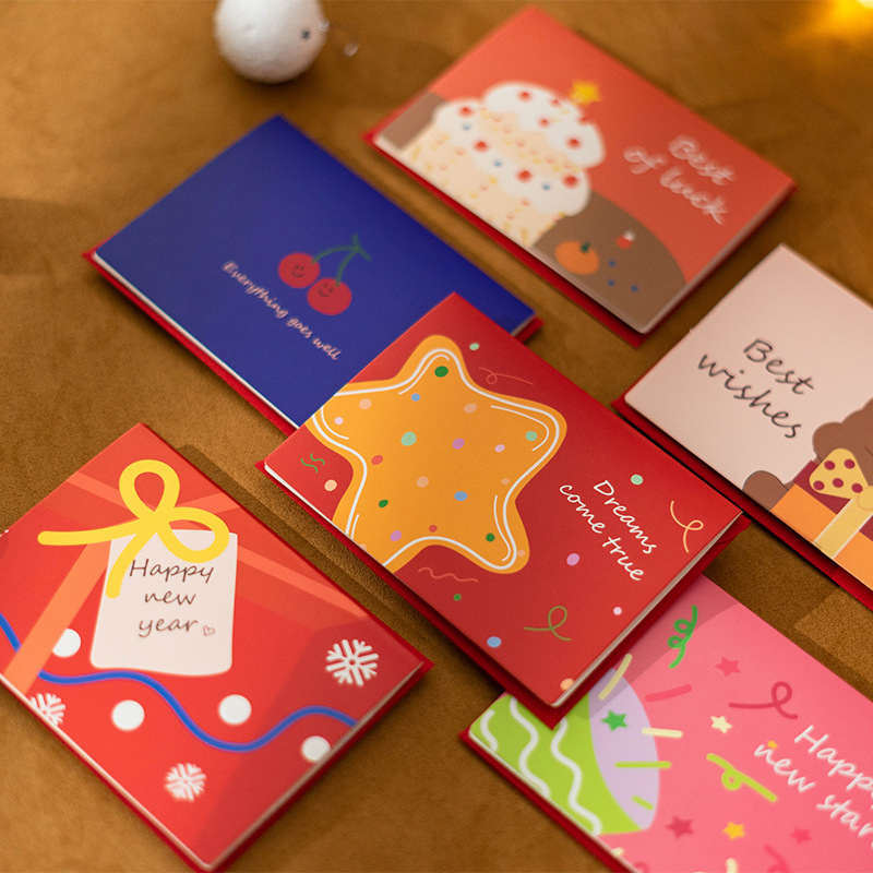 New Year's Day greeting cards Cartoon cute Christmas gifts Little Bear cards Children send friends Blessing Messages Little Cards-Taobao