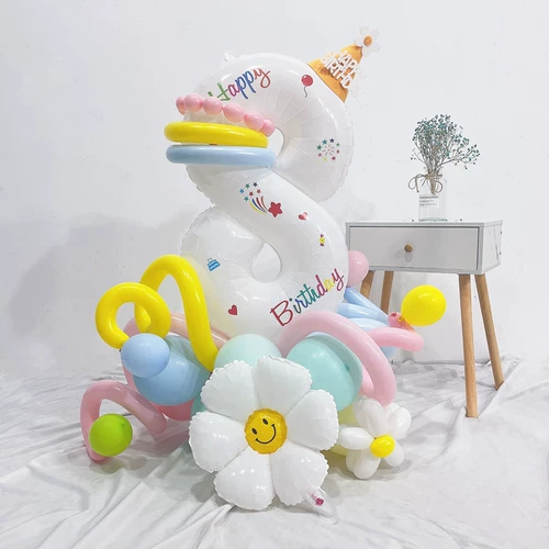 Белый цифровой воздушный шар, столб, дорожный путеводитель, большая сцена для 100-летия ребенка, украшение для фото с ромашкой