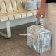 Sky blue stripes ~ Korean fabric makeup bag for women 2025 new high-end storage bag large capacity makeup bag