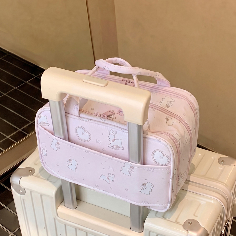 Sweet Love Rabbit Pink Cosmetic Bag Large Capacity 2026 New Portable Partitioned Storage Toiletry Bag Organizer