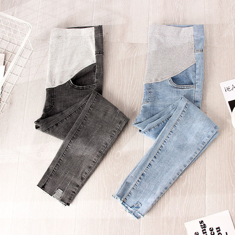 Maternity pants, jeans, outer wear, spring and summer, thin base, spring clothes, new small feet, spring and autumn models, small nine-point pants