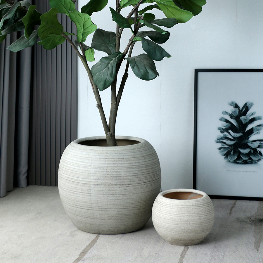Extra-large ceramic flowerpot decoration living room courtyard creative personality big ball shopping mall landscape vase simple Nordic