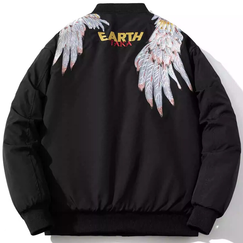 Baseball Uniform American Casual Men's Jacket Autumn and Winter Feather Eagle Wings Angel Wings Cotton Jacket Pilot Jacket