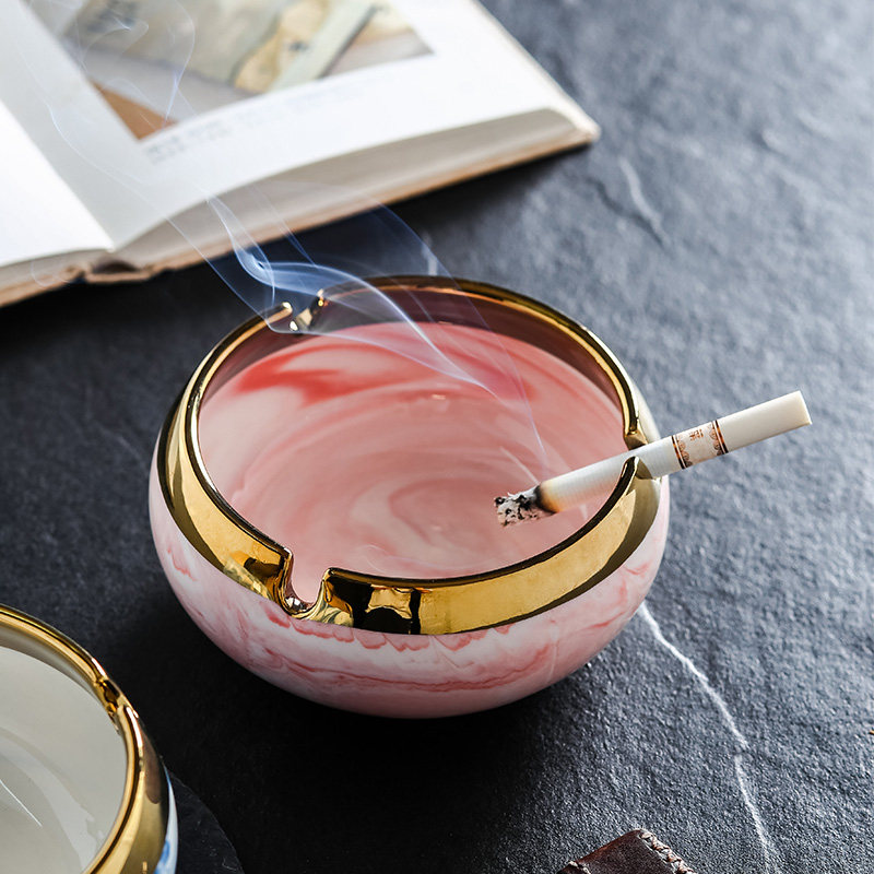 Nordic Ceramic Phnom Penh Large Polytextured Tobacco Ashtray Fashion Light Lavish Home Living Room Tea Table Trendy Hotel Office Use