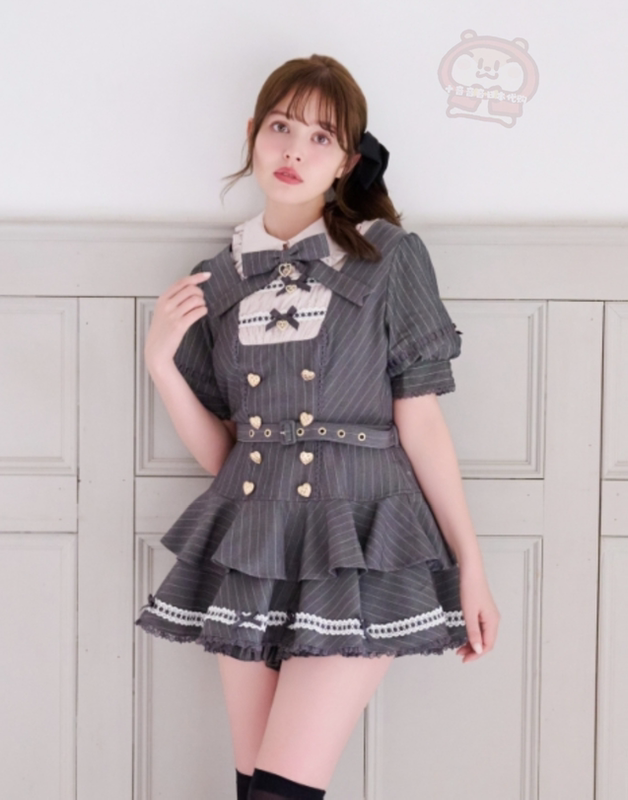 Gray National Style Ten-Tone Japanese Style Lizlisa26 New Product College Style Neckline 3-Way Suit Short Sleeves Gray National Style Ten-Tone Japanese Style Lizlisa26 New Product College Style Neckline 3-Way Suit Short Sleeves