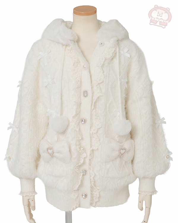  Free Shipping Tenyin Japan-Made Lizlisa Rabbit Ears Feather Knitted Hoodie 451-3613