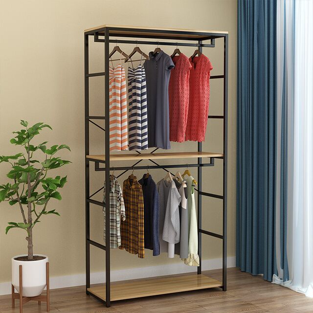 Clothing store display rack floor-standing clothes rack men's and women's clothing store display rack double-layer combination display hanger