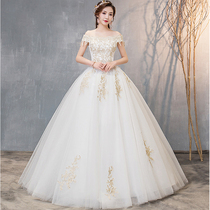 2021 new bride shoulder summer slim wedding dress simple size slim new wedding dress