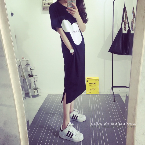 Váy ngủ nữ mùa hè dễ thương của Hàn Quốc Bộ đồ ngủ ngắn tay tươi mát có thể mặc công chúa hoạt hình dài phần mùa thu đầm cho người lớn tuổi