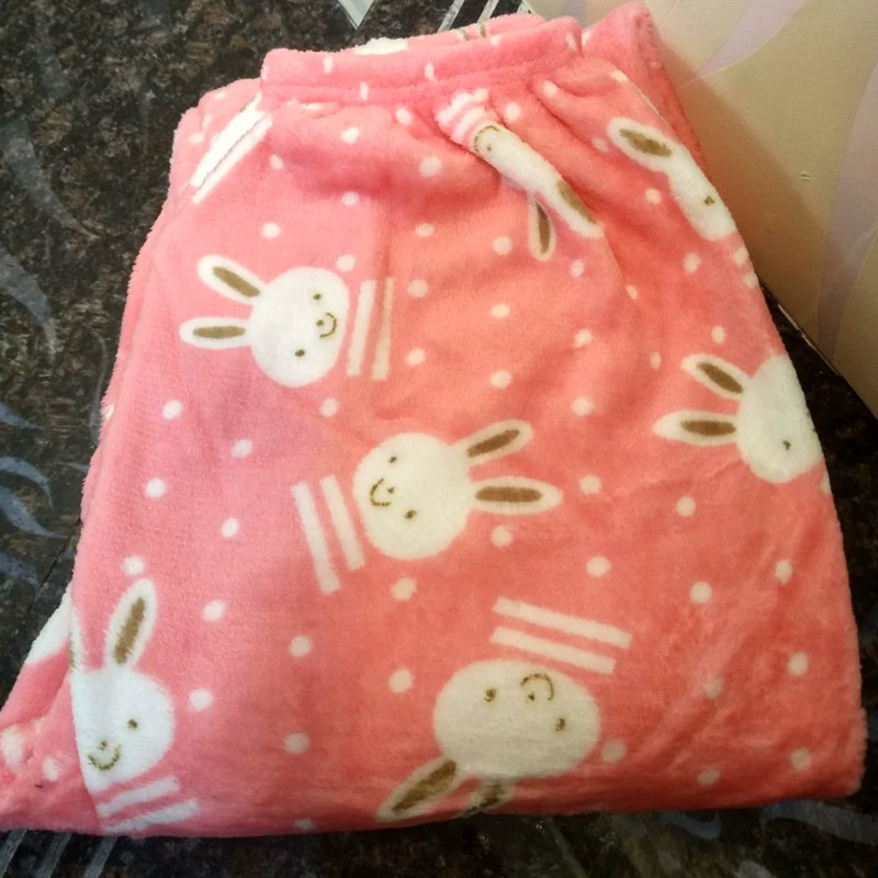Mùa thu và mùa đông quần pyjama flannel dày cho nam và nữ phim hoạt hình quần nhà cộng với kích thước cộng với nhung ấm quần lông cừu san hô