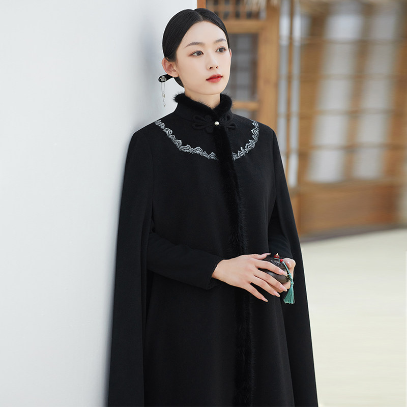 China's wind retro ancient Republic of China Mao's Han clothes cape jacket 2023 autumn and winter Chinese women's clothing qipao jacket dresses with women-Taobao