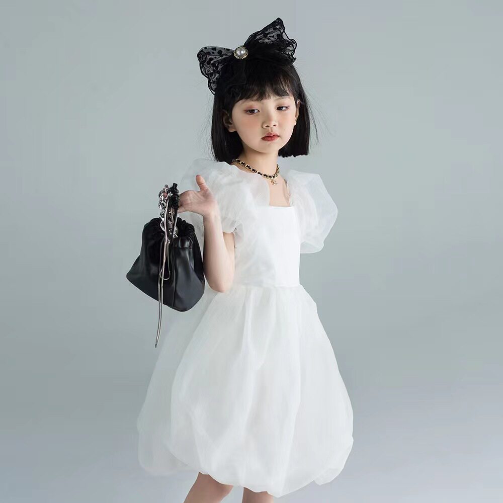 Zhongda girls long-sleeved dress spring and autumn 2022 Korean children's clothing puff sleeves noble net red princess skirt explosion style