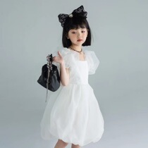 CUHK Girl Long Sleeve Dress Spring Autumn 2022 Korean children Dress Bubble Cuff aristocrat Princess Leia Princess Dress Exploits