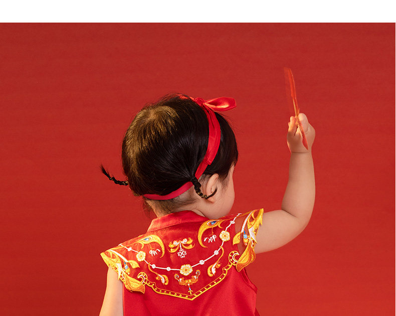 Longevity and Prosperity Mulberry Silk Romper for Baby Girls, New Chinese Style Spring and Summer Full Moon and Hundred Days Clothing, One-Year-Old Baby — 35