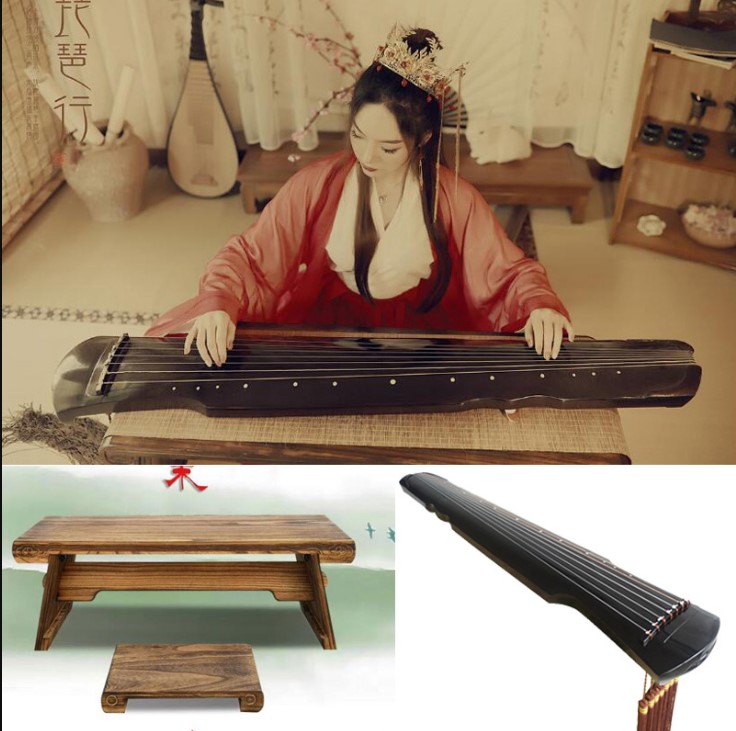 New Chinese style costume photography props guqin small guzheng retro photo props lyre performance props