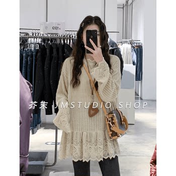 2026 Spring New Lace Embroidery Trim Lazy Style Base Shirt Plus Size Women's Top Versatile Blouse