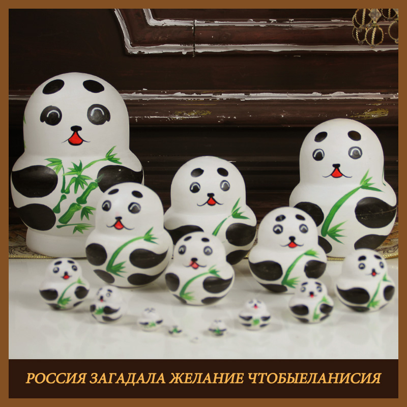 Russian Kit Panda 15 Layers Puzzle Toys Cute Cartoon Linden Wood Handpainted Gift Environmental Protection Health