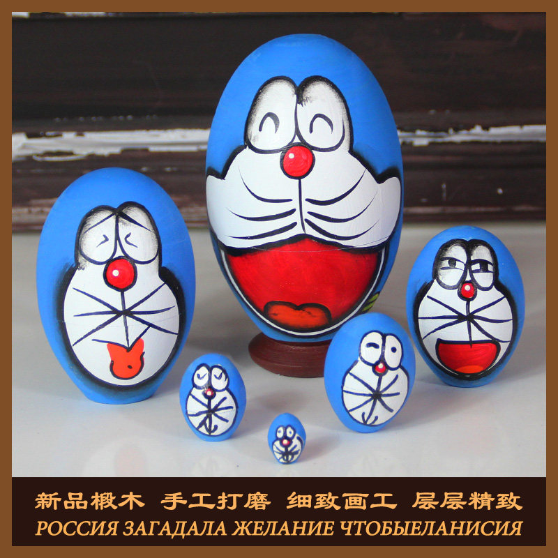 Sleeve Eva's Doraemon A Dream 6 Floors Cartoon Cute Linden Wood Painted Children's Birthday Gifts Creativity Russian Trekva
