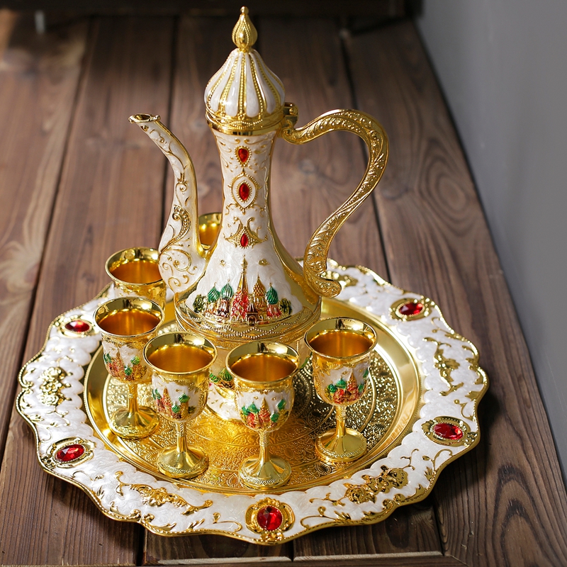 Russian Wine Group Set White Wine Red Wine Imitation Ancient Palace Tireo Style Retro Wine Jug Home Pendulum for New Year's Gift