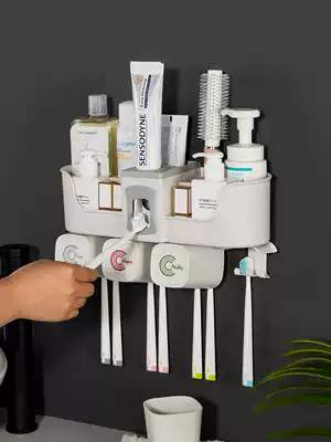 Toothbrush shelf ya gang frame wall brushing Cup wall-mounted toothbrush set dressing toothbrush holder free punch