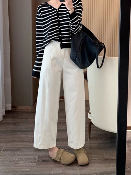 秋季新款阔腿休闲裤女大码胖妹妹mm梨形身材高腰显瘦九分哈伦裤子