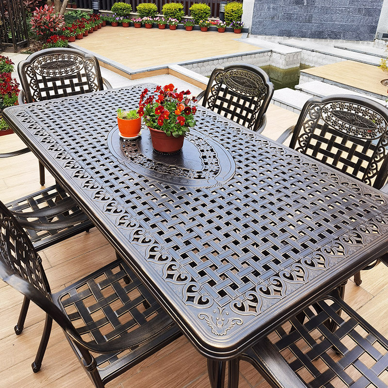 Outdoor Cast Aluminum Table And Chairs Balcony Combined Suit Eurostyle Villa Outdoor Patio Garden Waterproof Iron Art Table And Chairs Casual