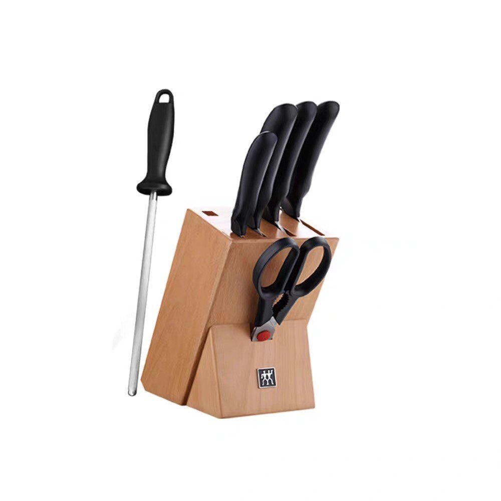 Double silver dot knives 7 pieces set Style machete fruit knife multi-purpose knife kitchen knife sharpening stick scissors set