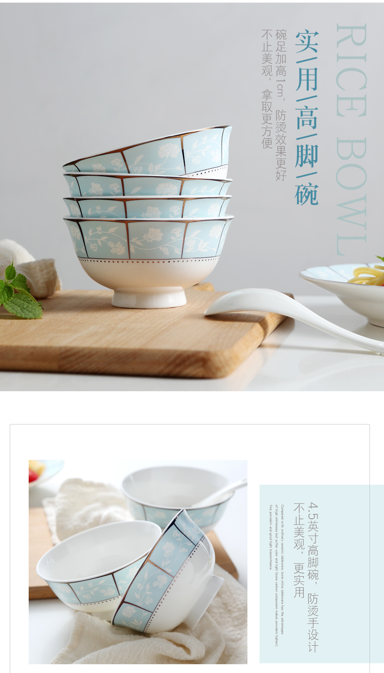 Jingdezhen ceramic tableware suit dishes household combination of high - grade up phnom penh simple small pure and fresh and continental dishes suit