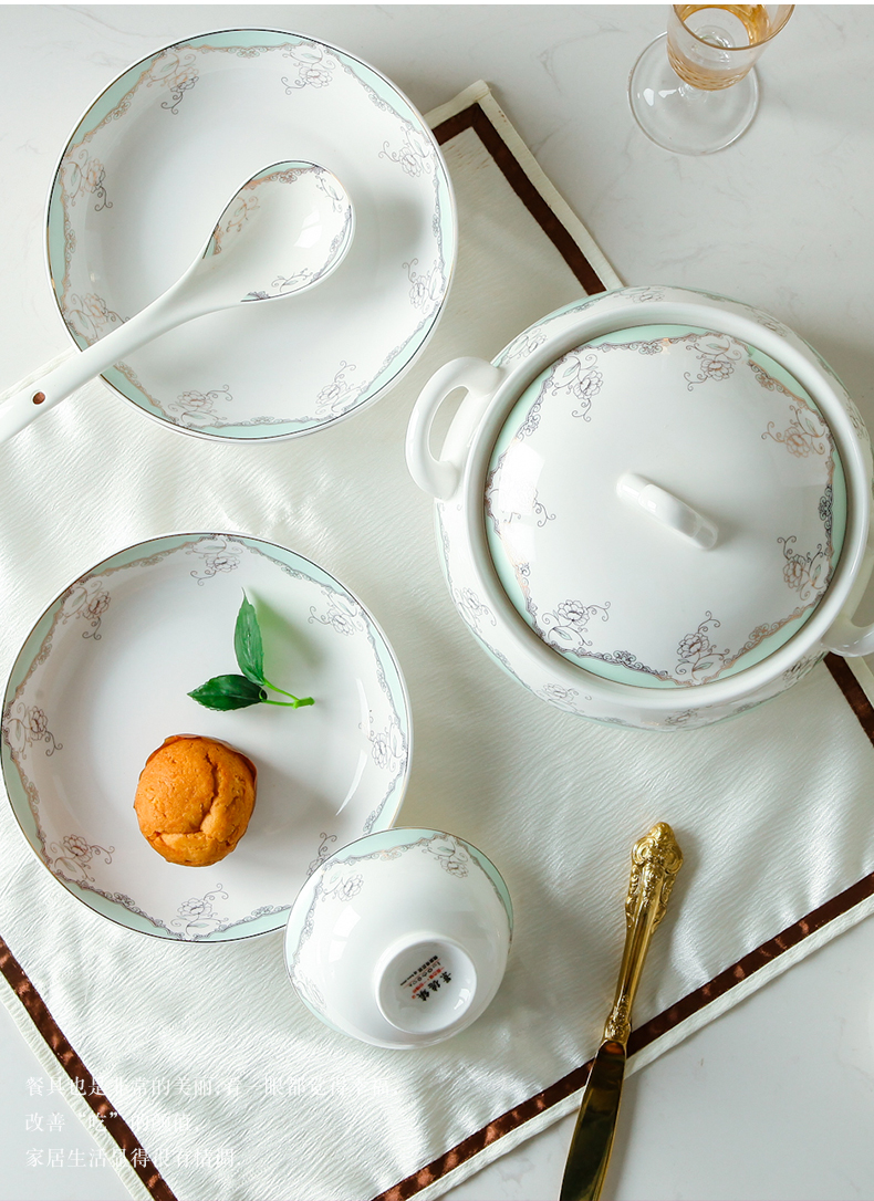 Jingdezhen porcelain tableware suit rainbow such use ipads soup plate dish dishes suit to eat home free combination of DIY