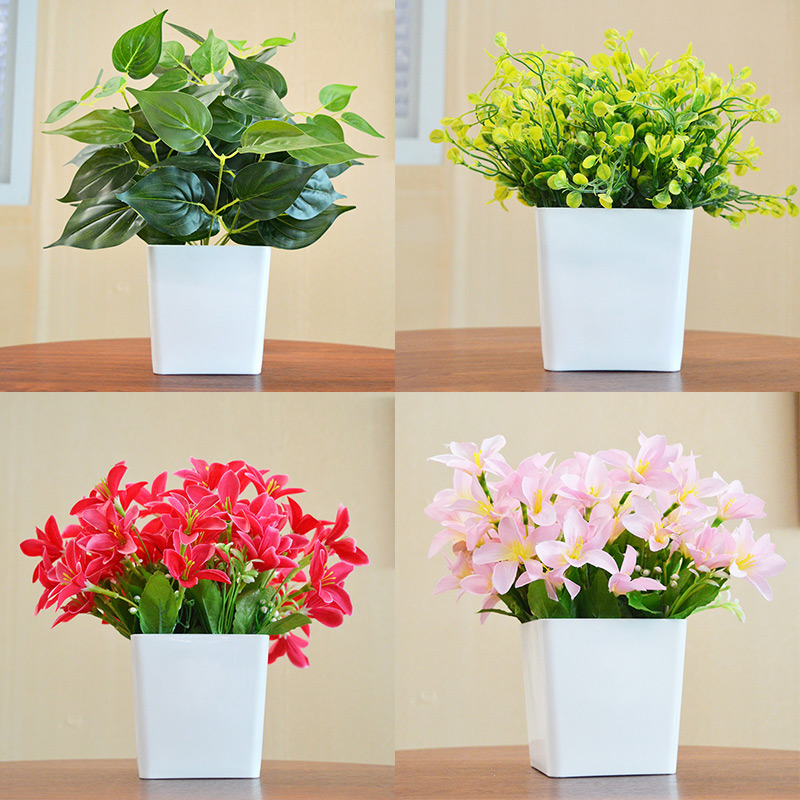 Simulation Fake Flower Grass Pendulum Piece Living Room Home Tea Table Furnishing Plastic Flower Drying Bouquet Plant Small Potted Plant Suit Ornament