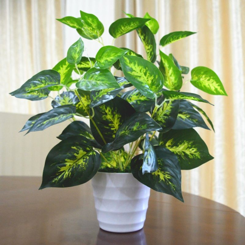 Simulation Plant Fake Golden Gage Wannian Small Potted Bonsai Indoor and Outdoor Living Room Decoration Green Plant Plastic Flower and Plant Ornaments