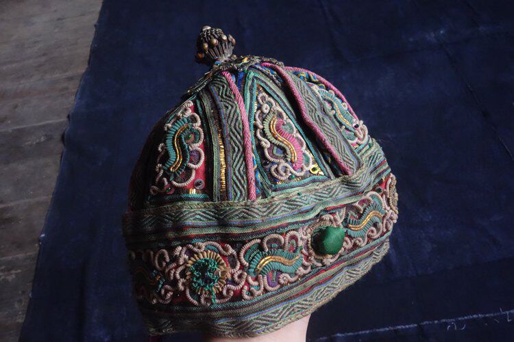 Hominin Tone Cabinet Seeking to know Sound and Dong children Cap Pure Handmade Embroidery with a diameter of about 19cm c-805