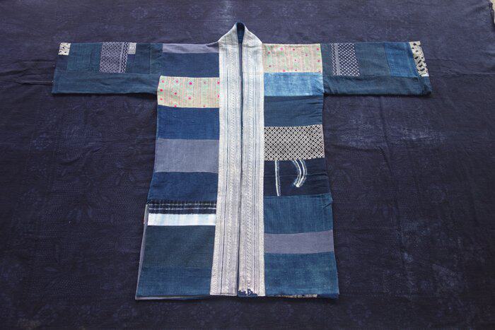 Hominin penthouse seeking to know the sound hand-woven old cotton fabric original coat chest circumference 112cm high 89cm sleeves 37 * 21c-226